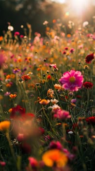 Vibrant fields of blooming wildflowers