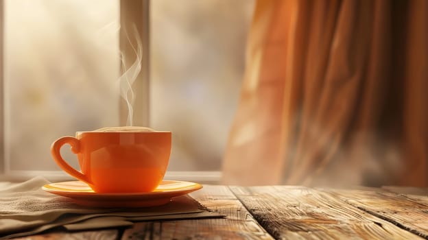 Warm and inviting background with a cup of coffee