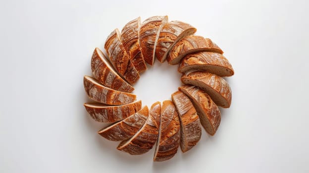 Spinning bread slices forming a circle, representing community and togetherness