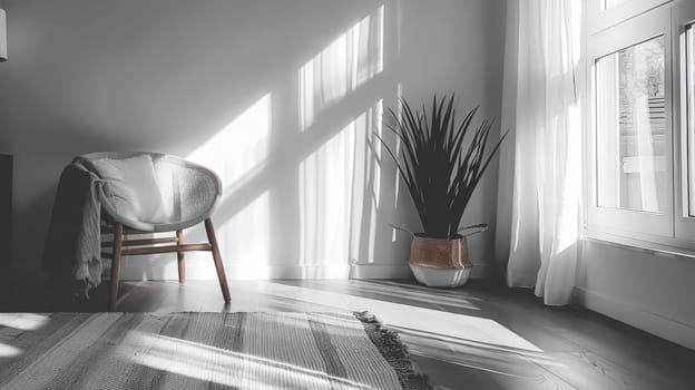Striking contrast between light and shadow accentuating the clean aesthetic of decor