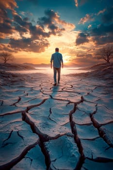 Human Rights Damage Lost in Climate Crisis. AI generative.