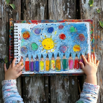 Children painting drawings. AI generative.
