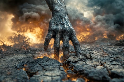 Human Rights Damage Lost in Climate Crisis. AI generative.