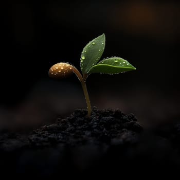 A fresh seedling sprouts from dark soil, symbolizing growth and new beginnings in a natural setting.
