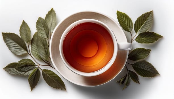 cup of tea flat top view, AI generated image