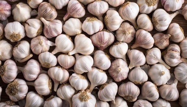 garlic vegetables flat view, AI generated image
