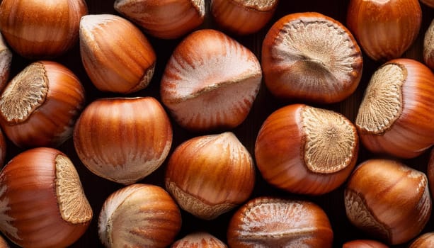 hazelnuts top flat view, AI generated image