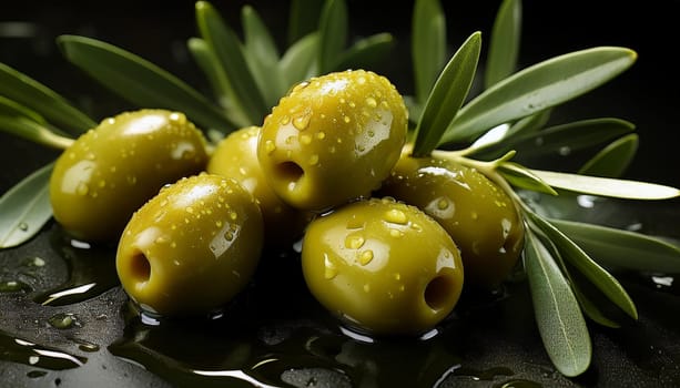 green olives vegan food, AI generated image