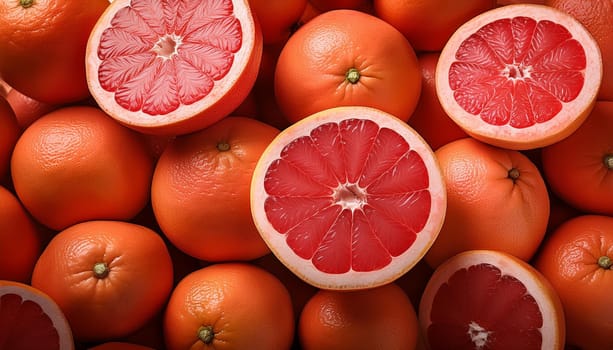 grapefruits vegetarian food flat top view, AI generated image