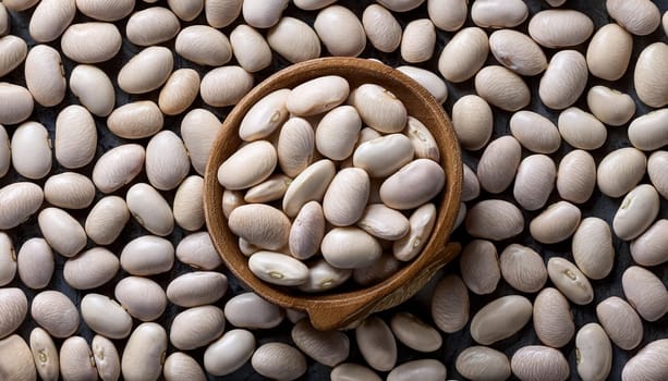 navy beans top flat view, AI generated image