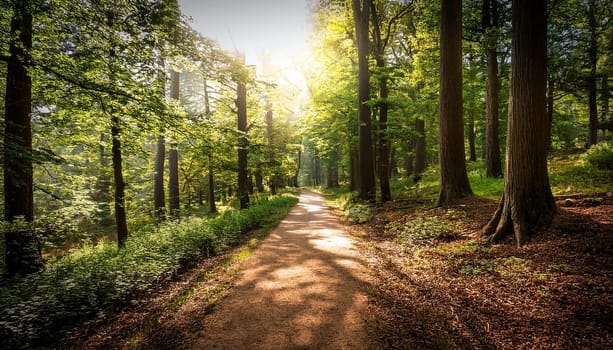 street in the woods, AI generated image