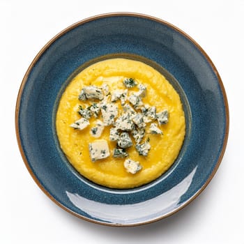 polenta with gorgonzola cheese northern italian food, AI generated image