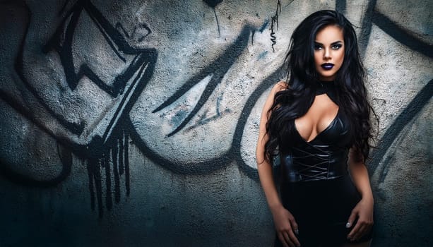 gorgeous young goth woman, AI generated image