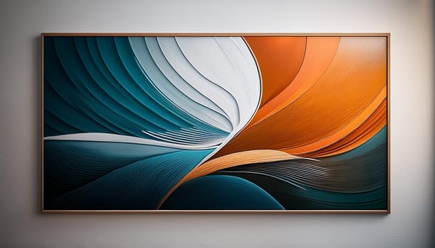 abstract modern art painting in art gallery, AI generated image