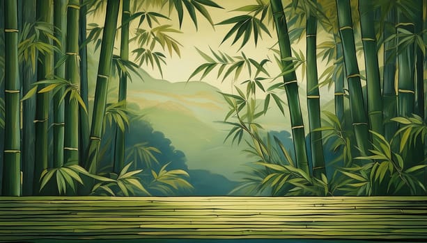 bamboo trees illustration useful as a background, AI generated image