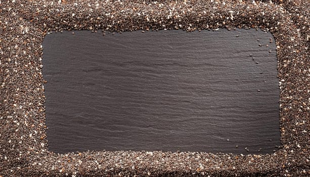 chia seeds flat top view, AI generated image