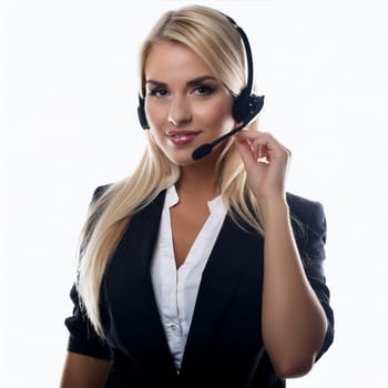 pretty young call center woman operator, AI generated image