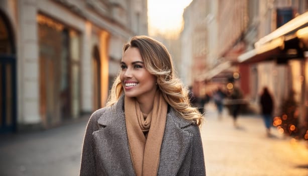 gorgeous young woman walking down the street, AI generated image