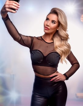 pretty young influencer woman taking selfie, AI generated image