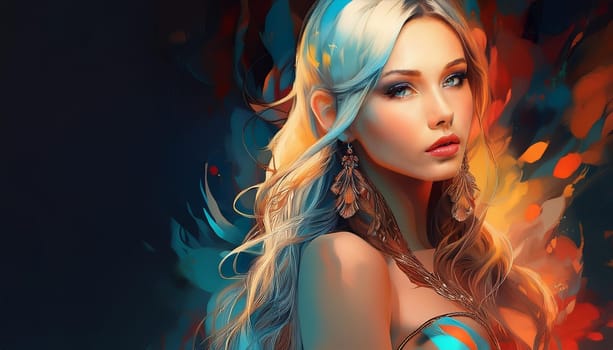 gorgeous young fantasy woman illustration, AI generated image