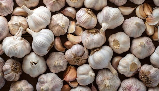 garlic vegetables flat view, AI generated image