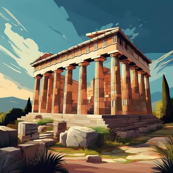 ruins of ancient greek city, AI generated image