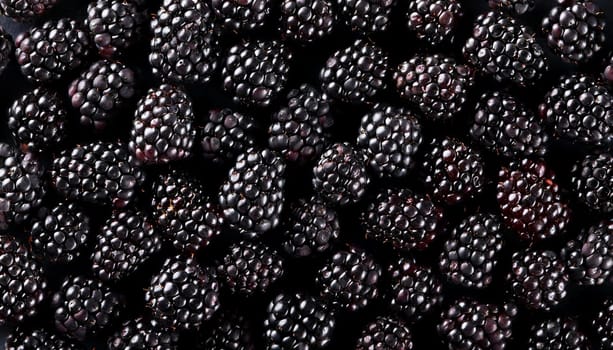 blackberries fruits vegetarian food flat top view, AI generated image