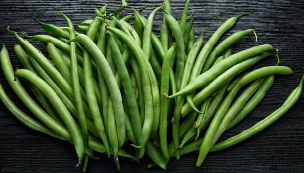 green beans top flat view, AI generated image