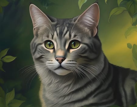 gray tabby cat pet, AI generated image