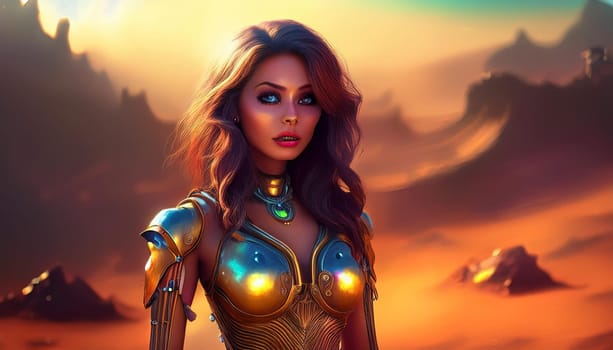 pretty young martian woman, AI generated image