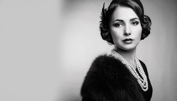 pretty young woman in twenties style, AI generated image