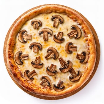 mushrooms aka funghi pizza traditional Italian baked food, AI generated image