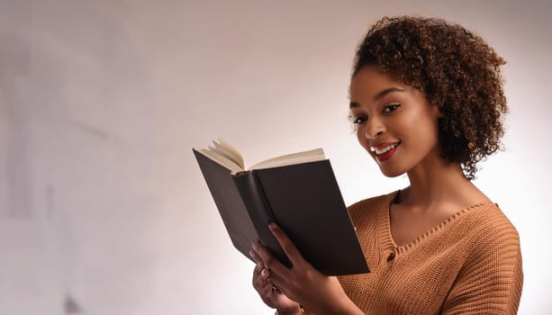 pretty young woman reading a book, AI generated image