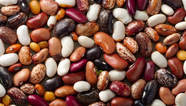 mixed beans top flat view, AI generated image