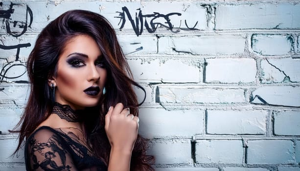 gorgeous young goth woman, AI generated image