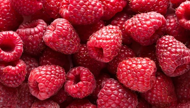 raspberries fruits vegetarian food flat top view, AI generated image