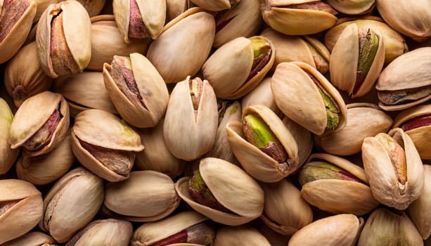 pistachios top flat view, AI generated image