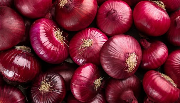 red onions vegetables flat view, AI generated image