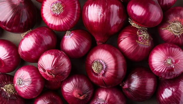 red onions vegetables flat view, AI generated image