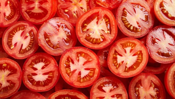 sliced tomatoes vegetables flat view, AI generated image