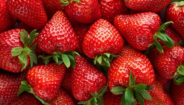 strawberries fruits vegetarian food flat top view, AI generated image