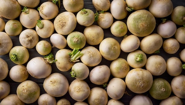 turnips vegetables flat view, AI generated image