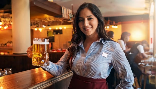 pretty young waitress woman, AI generated image