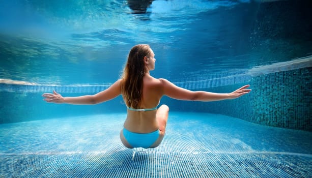 pretty young woman swimming, AI generated image