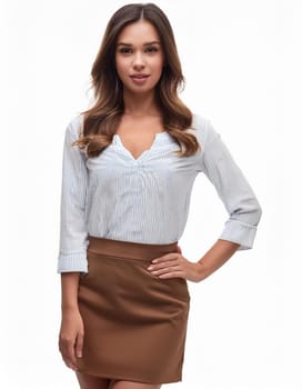 pretty young woman in mini skirt cut out, AI generated image