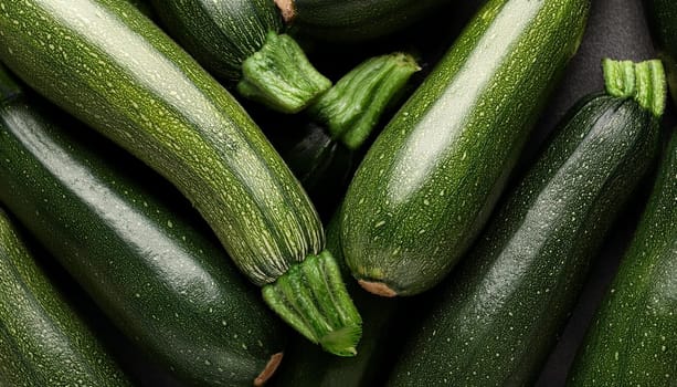 zucchini vegetables flat view, AI generated image