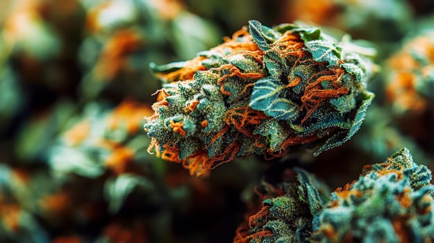 green cannabis flowers in full bloom. AI generative.