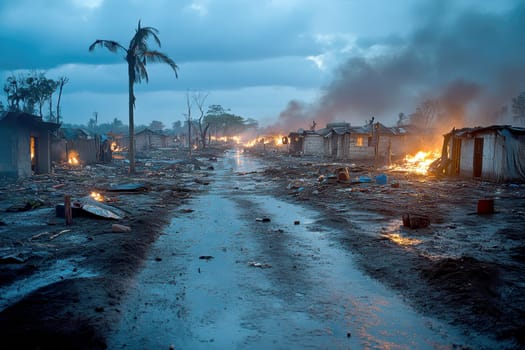 Human Rights Damage Lost in Climate Crisis. AI generative.