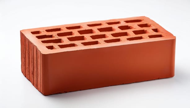 perforated red brick over white, AI generated image