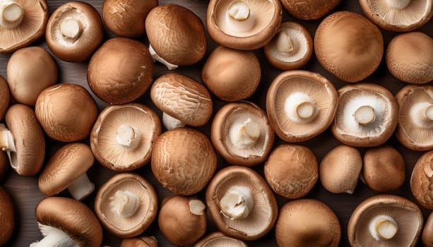 shiitake mushrooms flat view, AI generated image